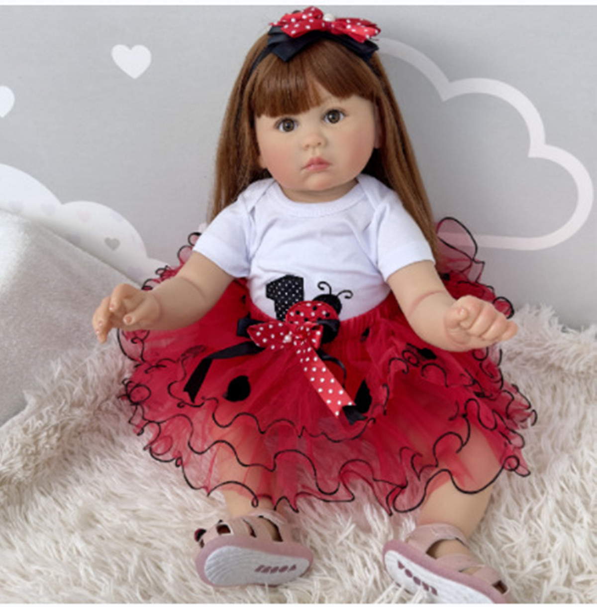 Kids Ethnic Fashion - 70cm 실리콘 리본 인형 실물 같은