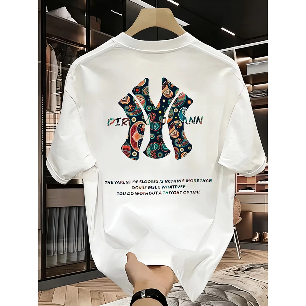 Urban Ethnic Fashion - 남녀공용 뉴욕 레터 페이즐리 프린트 사이클링