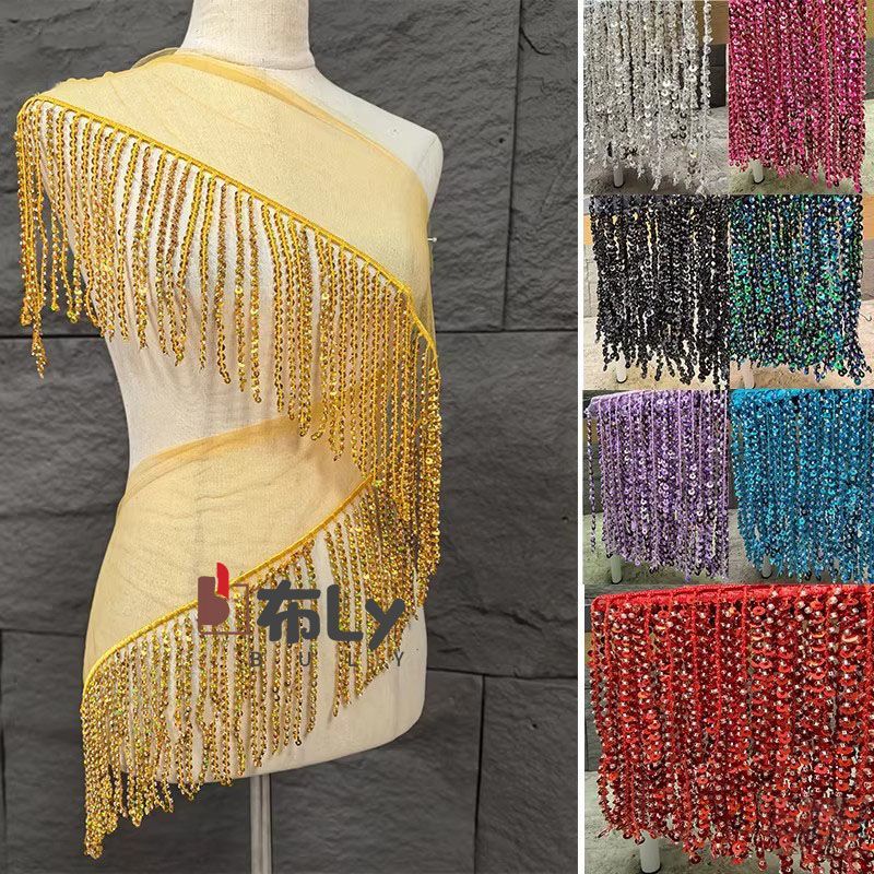 Ethnic Fashion Designers - 15cm 비즈 장식 스팽글 태슬 프린지,