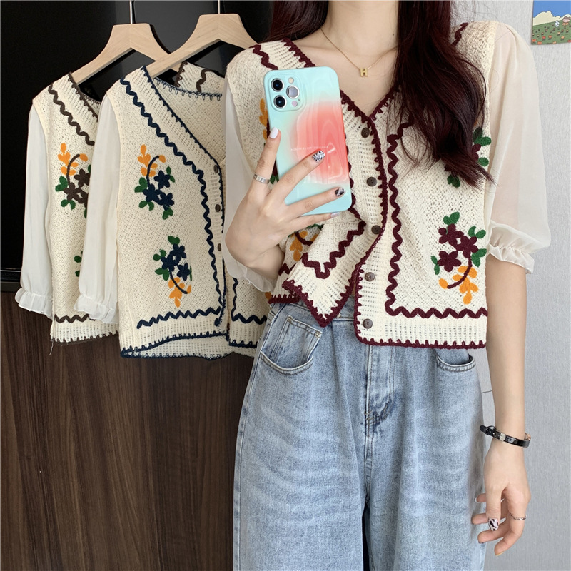 Ethnic Fashion Designers - 한국 스타일 자수 디자인 오픈 가디건