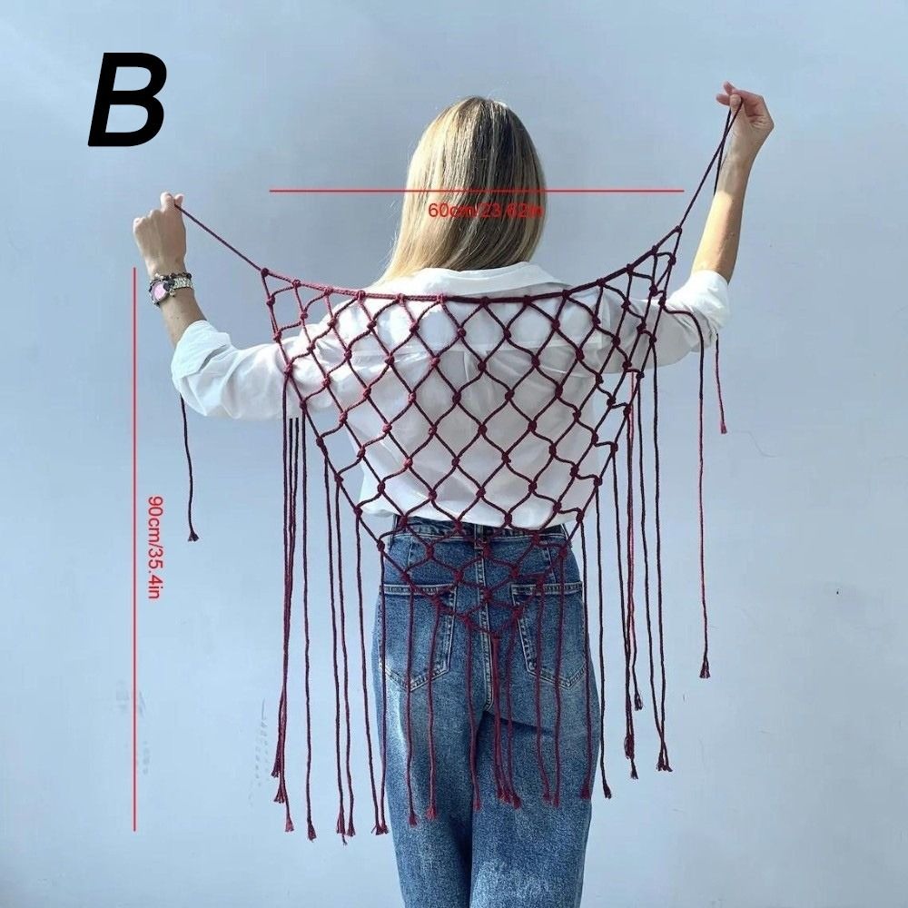 Ethnic Fashion Designers - 보헤미안 네트 프린지 스카프 숄 장식