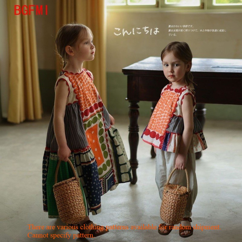 Kids Ethnic Fashion - 키즈 여아 레트로 드레스 1-10세 형제자매