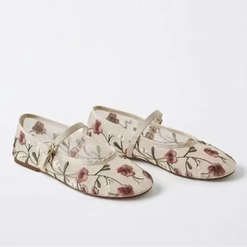 메쉬 수 놓은 레저 발레 플랫 여성 통기성 브랜드 샌들 - Ethnic Fashion Brand 리뷰 및 가격
