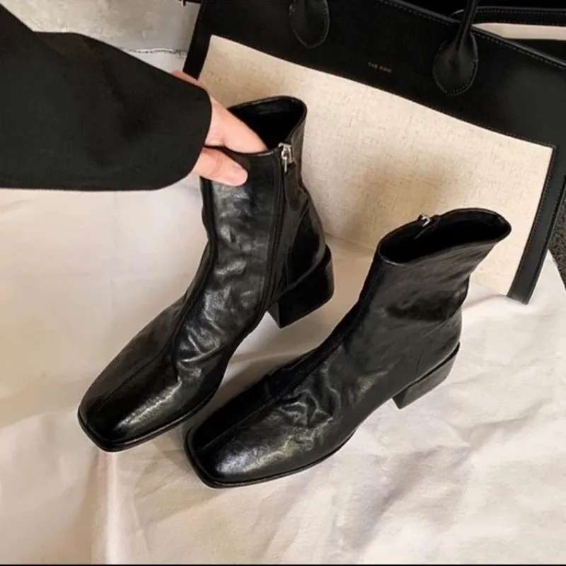 새로운 여성용 디자이너 힐 앵클 부츠 패션 스퀘어 토  - Ethnic Fashion Designers 리뷰 및 가격