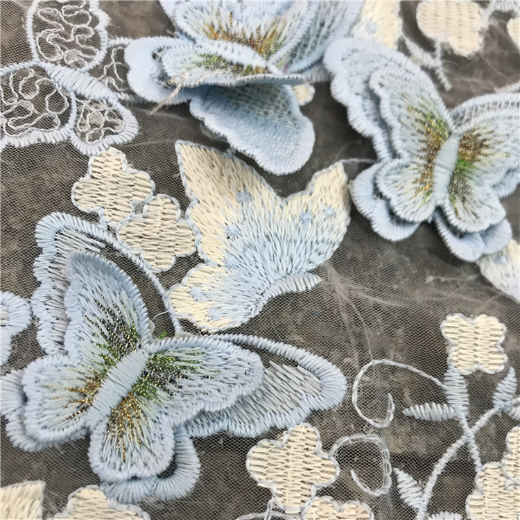 130cm 폭의 고급 3D 나비 자수 밀크 실크 레이스 - Ethnic Fabric 리뷰 및 가격