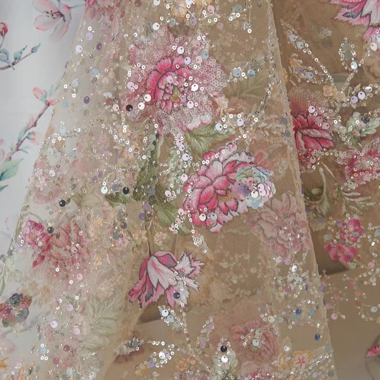 1M 120Cm 와이드 럭셔리 비즈 레이스 원단 3D  - Ethnic Fabric 리뷰 및 가격