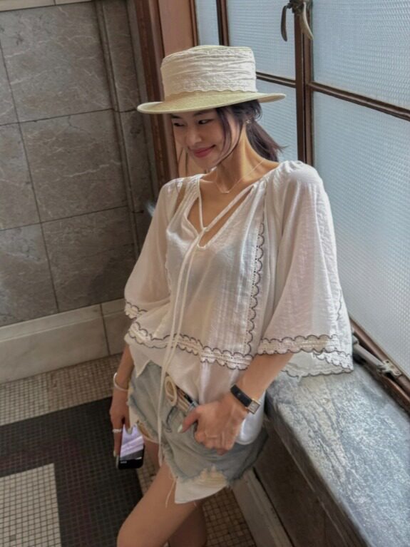 한국 스타일 패치워크 레이스업 V넥 탑 에스닉 퓨전 여 - Ethnic Fusion Fashion 리뷰 및 가격