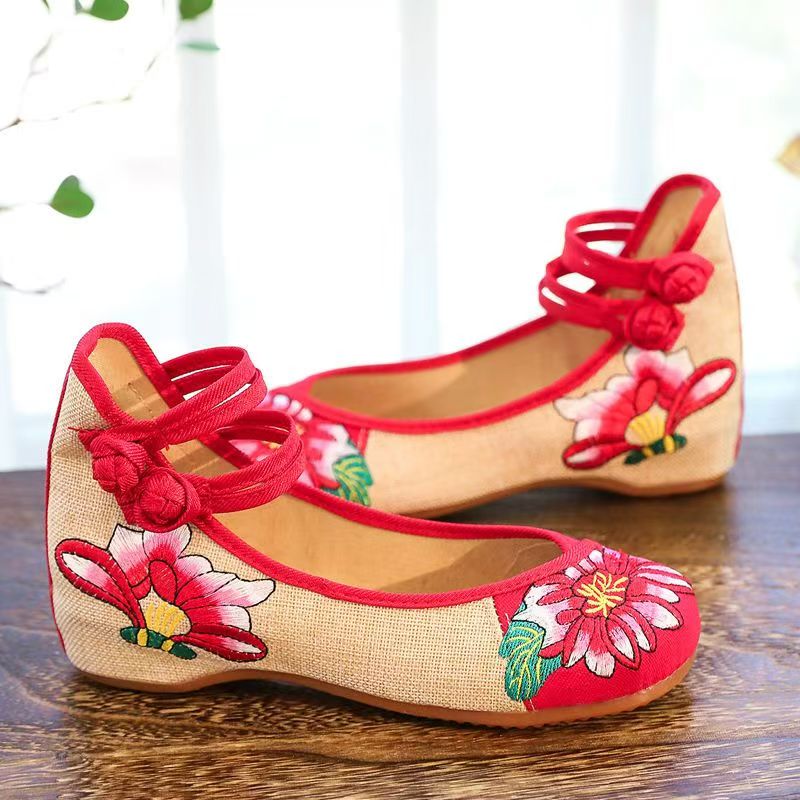 여성 웨지 힐 자수 천 신발 봄 여름 새로운 민족 스타 - Ethnic Fabric 리뷰 및 가격